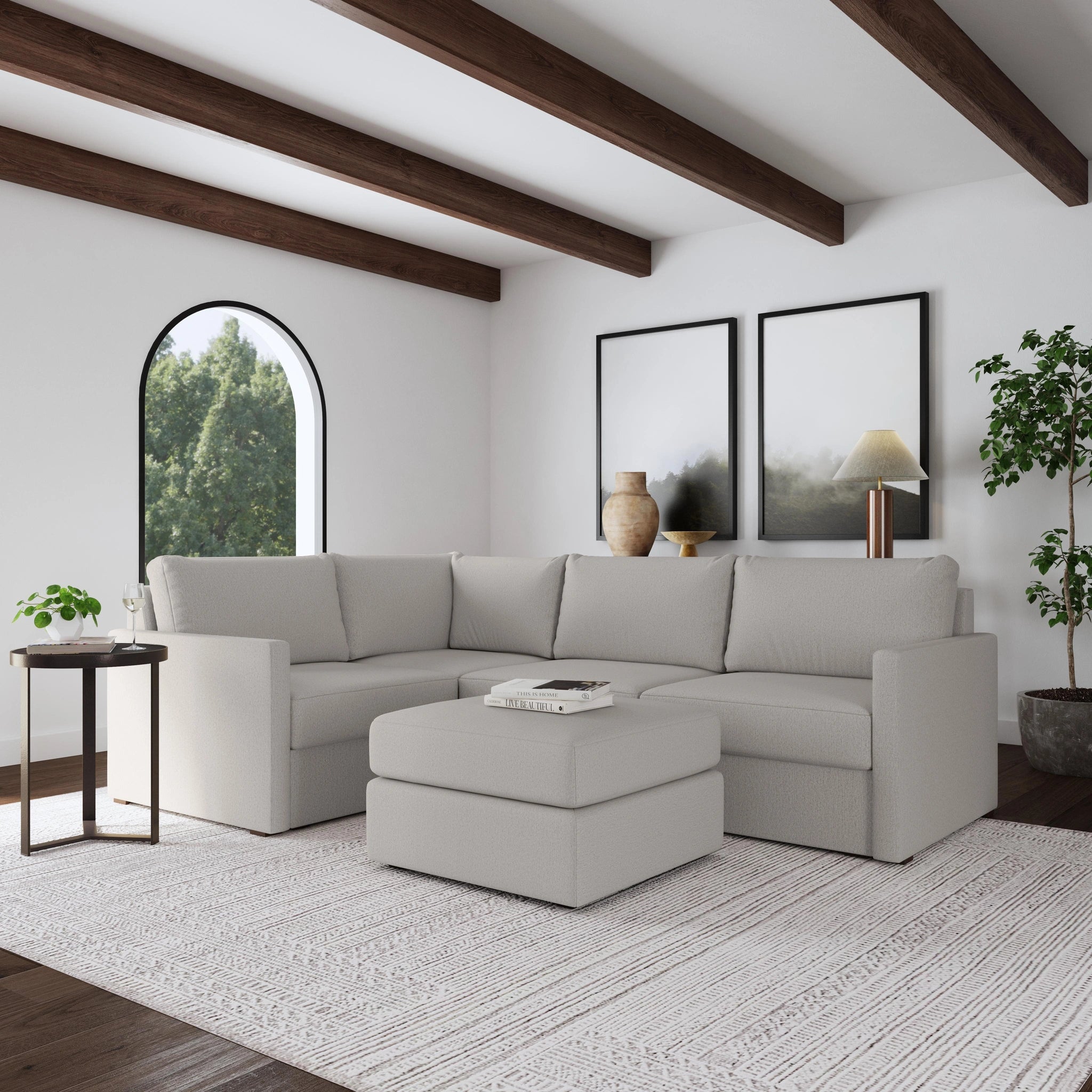 Flex 4-Seat Sectional with Narrow Arm and Ottoman