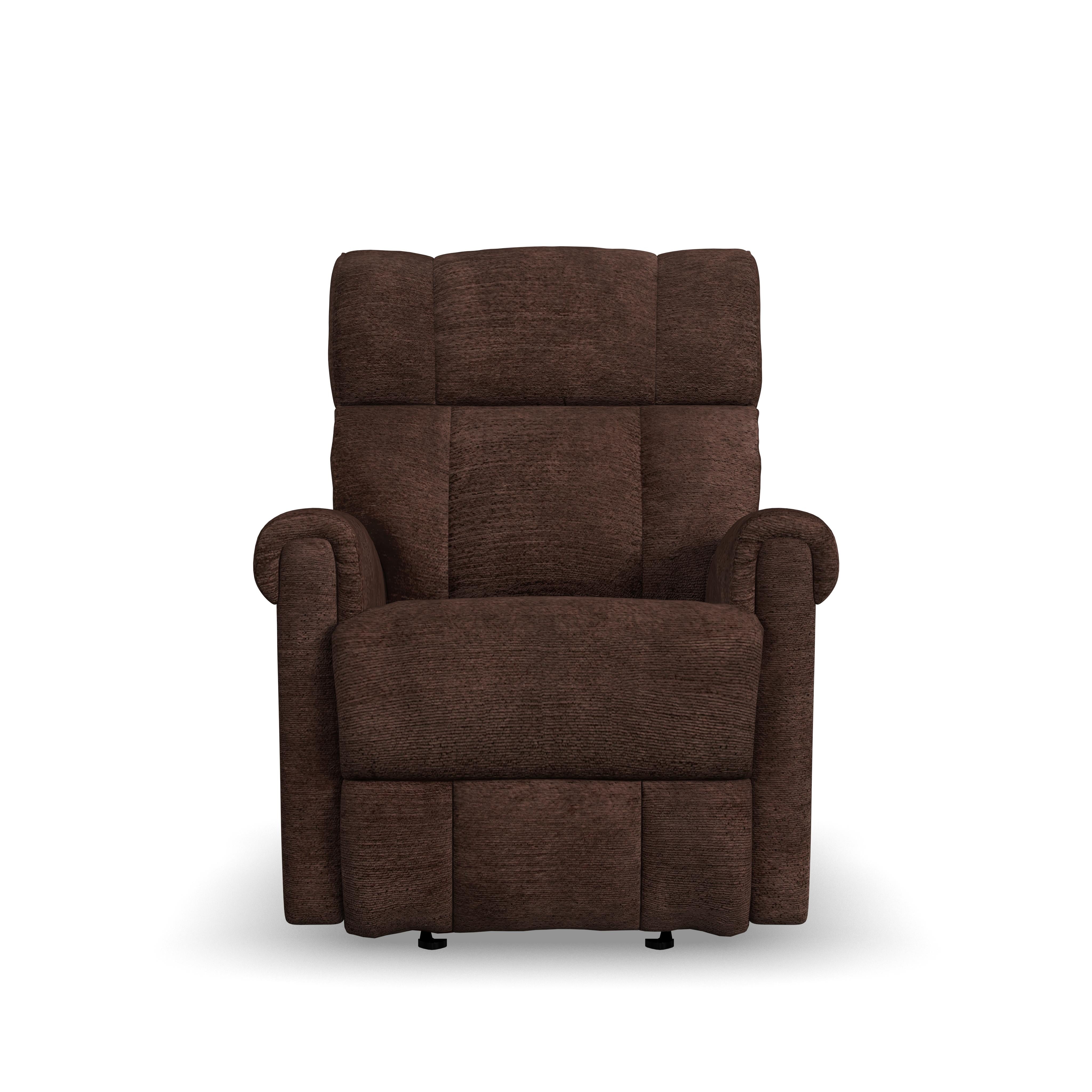 Flexsteel Perfect Match Classic Buffalo Brown Fabric Power Gliding Recliner with Power Headrest & Lumbar
