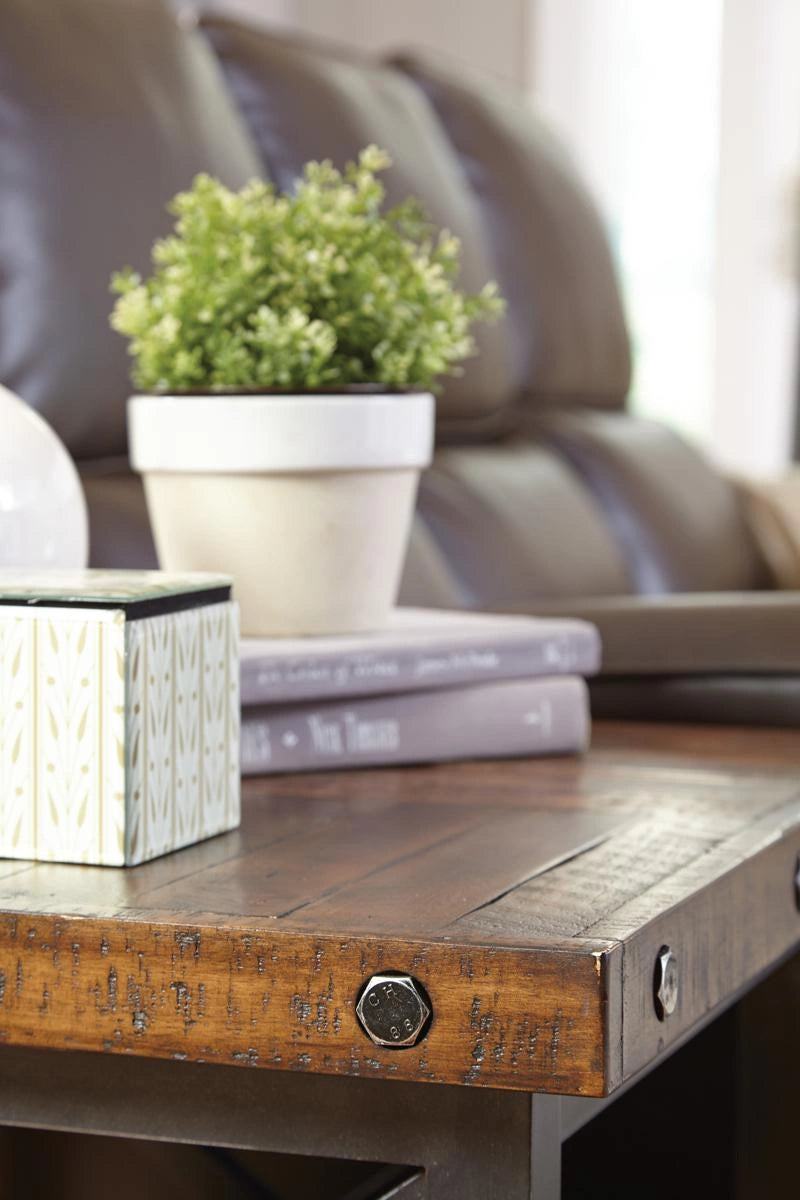 Flexsteel Carpenter Lamp Table in Rustic Brown