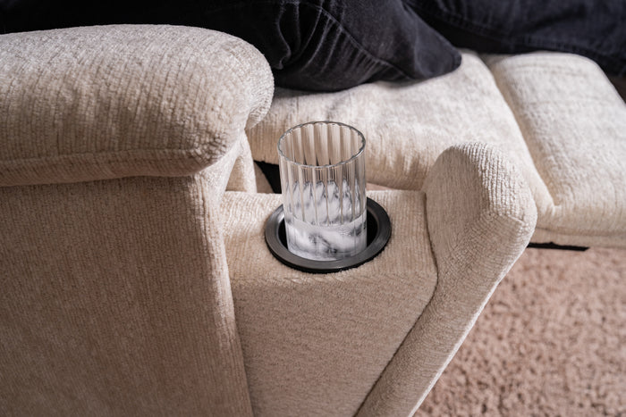 Flexsteel Perfect Match Refined Fabric Swivel Gliding Recliner in Pearl