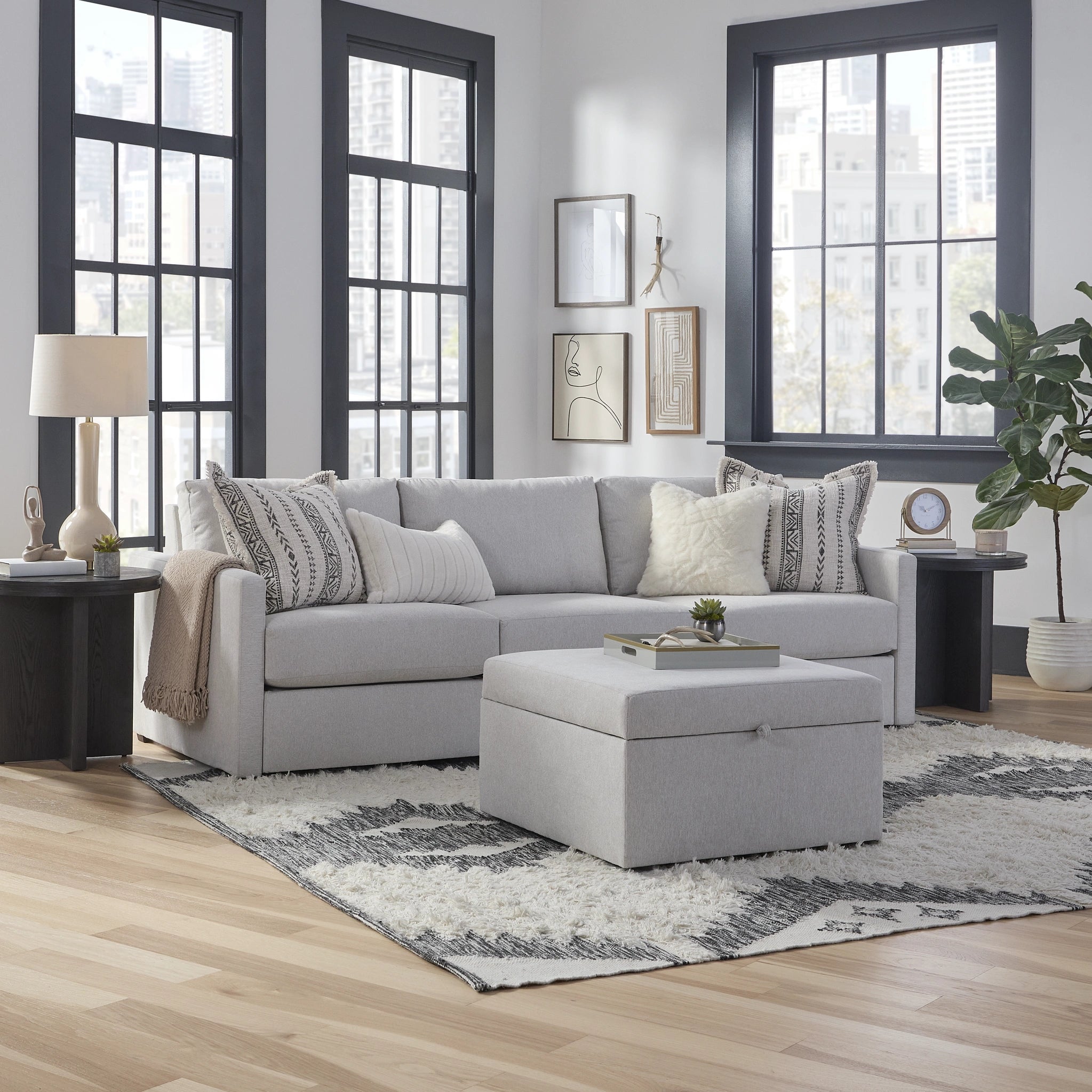 Flex Sofa with Narrow Arm and Storage Ottoman - 5000009321