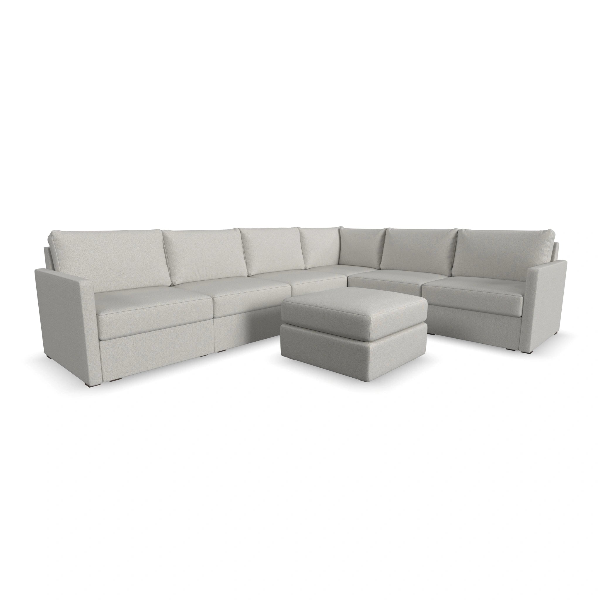 Flex 6-Seat Sectional with Narrow Arm and Ottoman