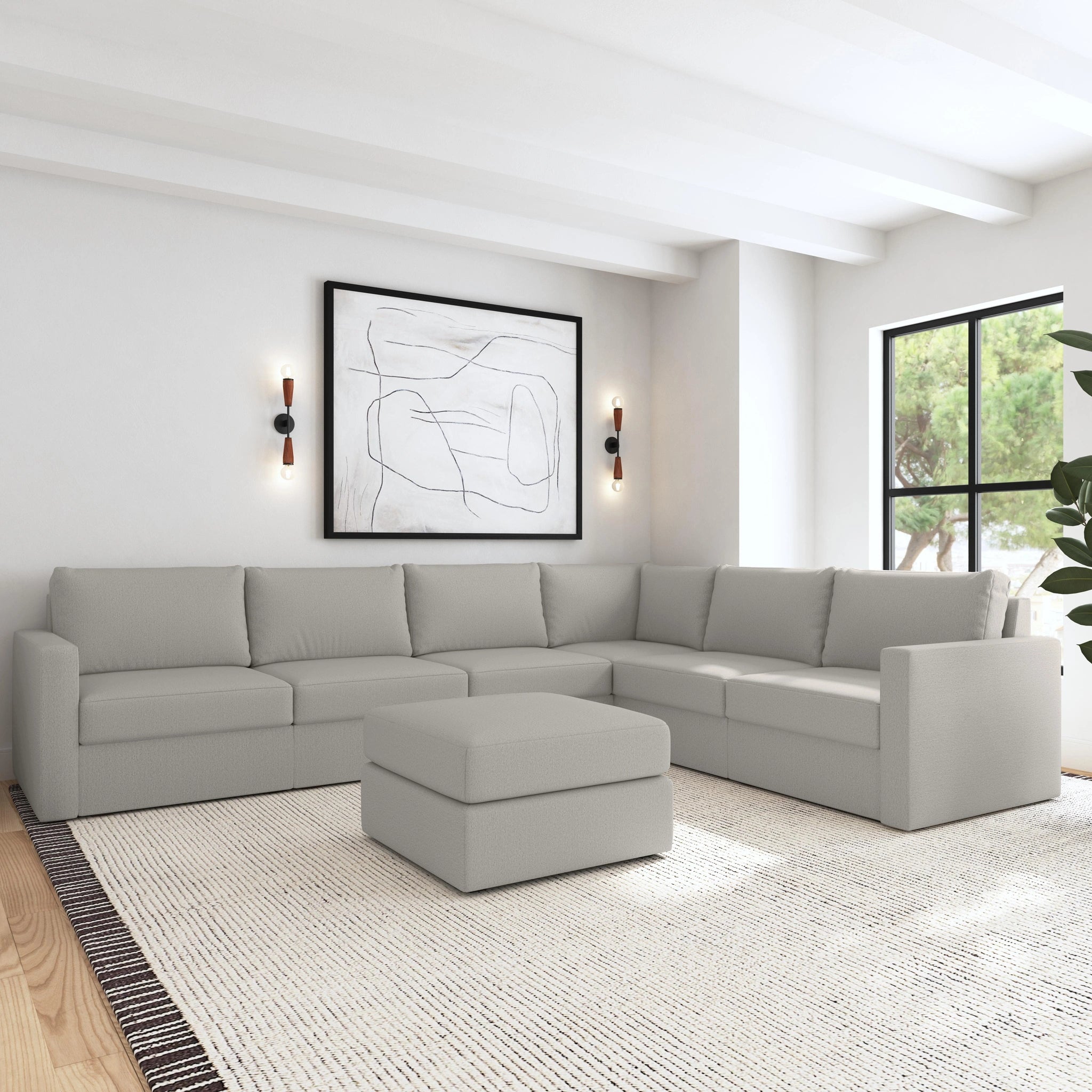 Flex 6-Seat Sectional with Standard Arm and Ottoman