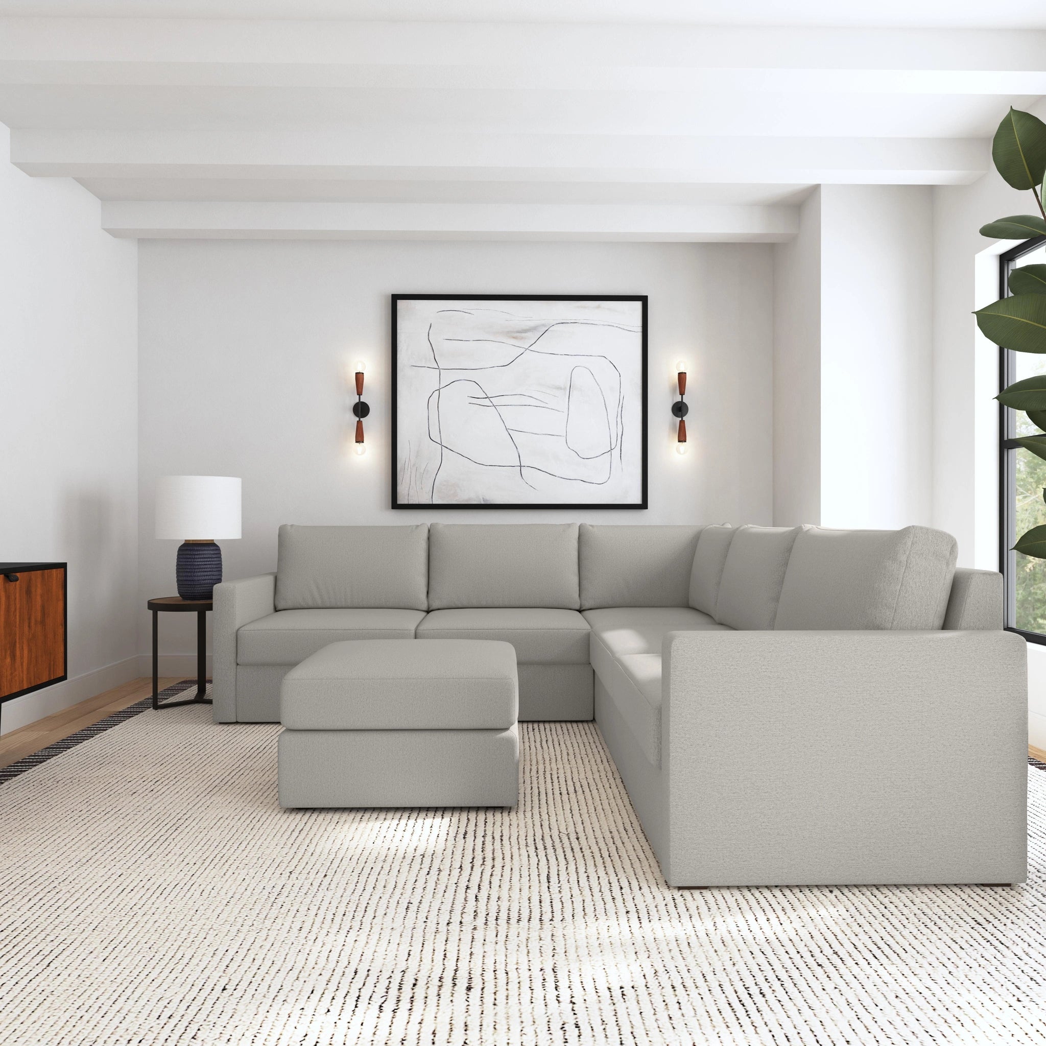 Flex 5-Seat Sectional with Standard Arm and Ottoman