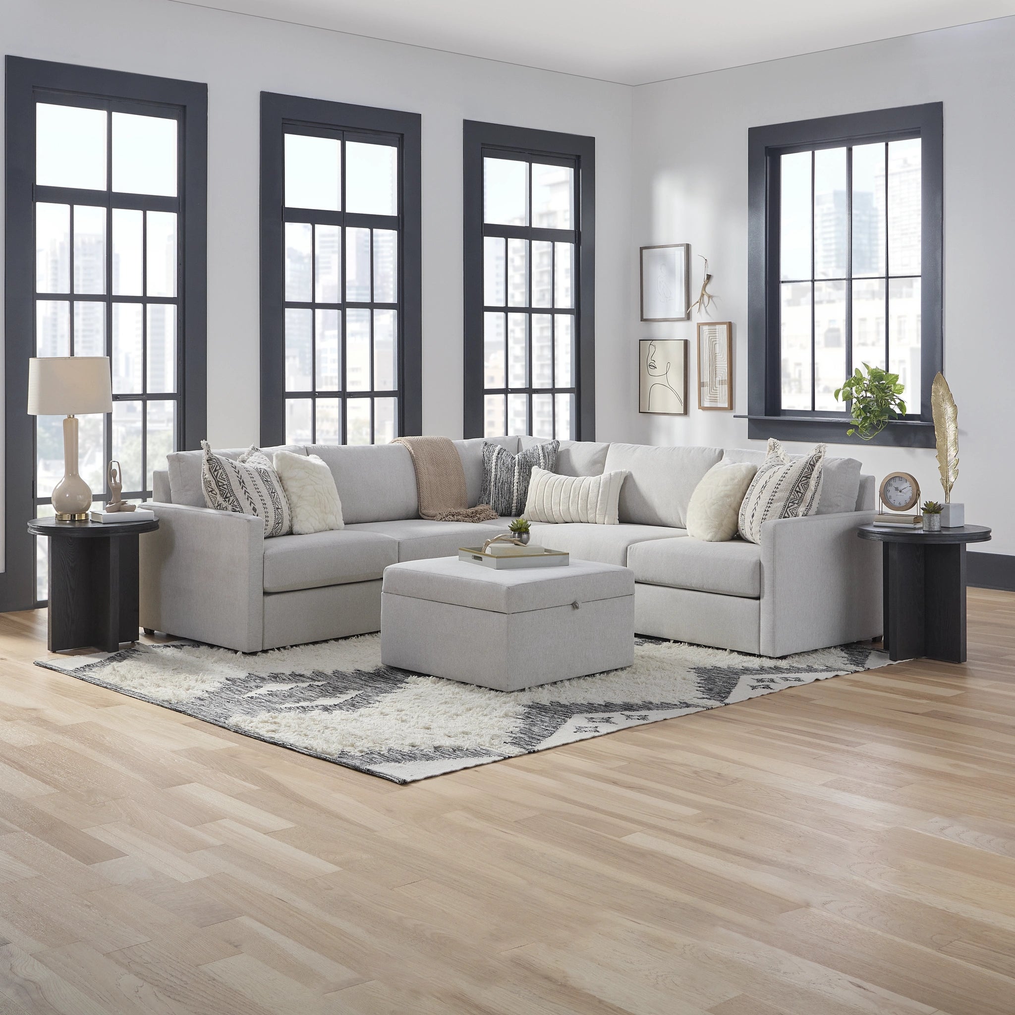 Flex 5-Seat Sectional with Narrow Arm and Storage Ottoman - 5000003371