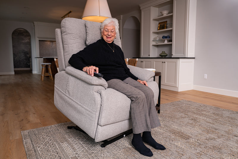 Flexsteel Zecliner Model 1 Fabric Power Lift Recliner with Power Headrest & Lumbar in Dove - 1091-55PH