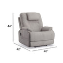 Flexsteel Zecliner Model 2 Fabric Power Recliner with Power Headrest & Lumbar in Dove - 1092-50PH