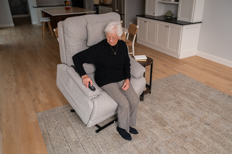 Flexsteel Zecliner Model 2 Fabric Power Lift Recliner with Power Headrest & Lumbar in Dove - 1092-55PH-352-01