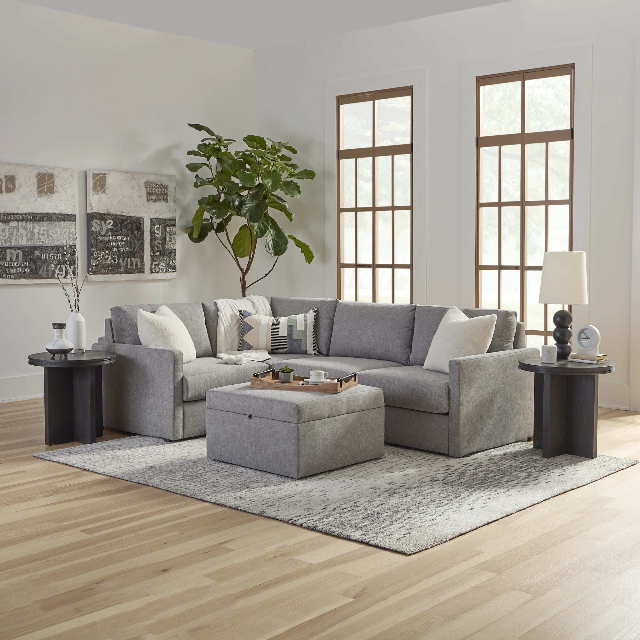 Flex 4-Seat Sectional with Narrow Arm and Storage Ottoman - 5000003359