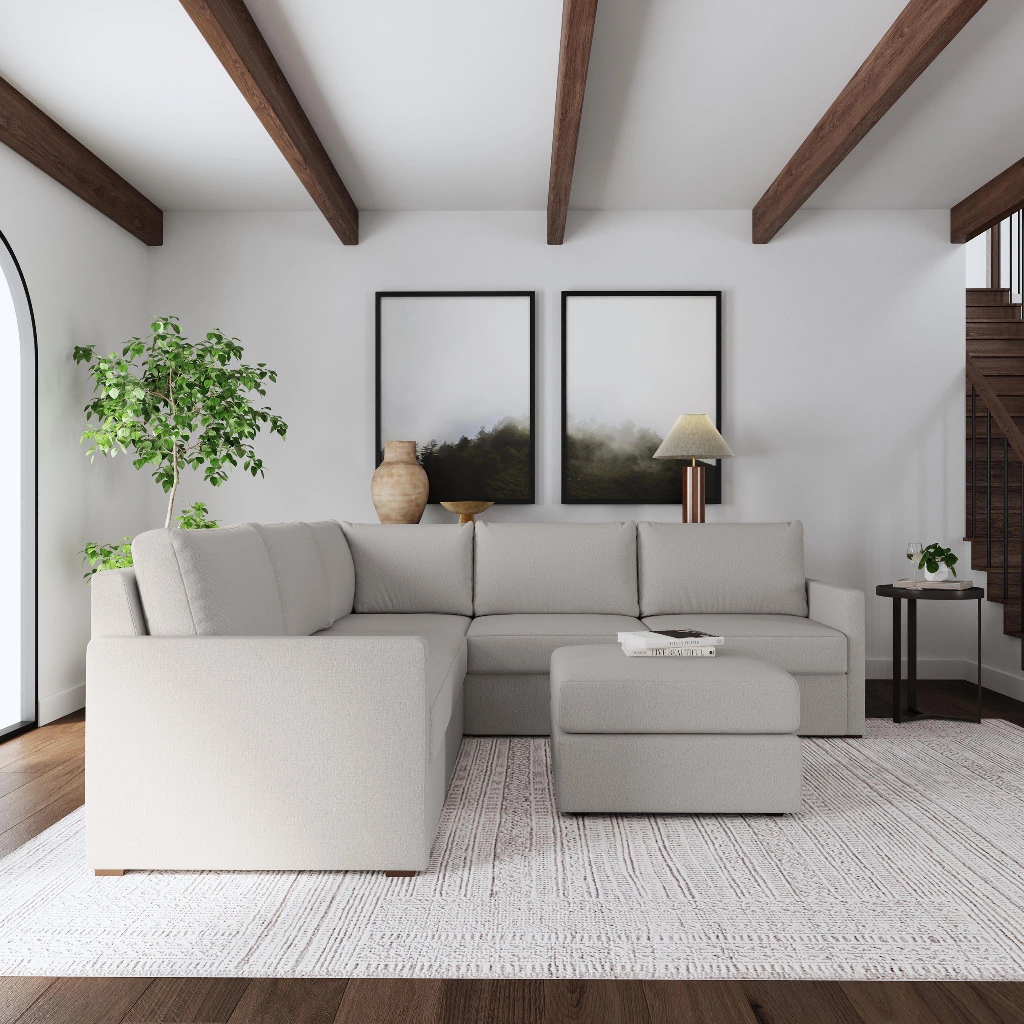 Flex 5-Seat Sectional with Narrow Arm and Ottoman