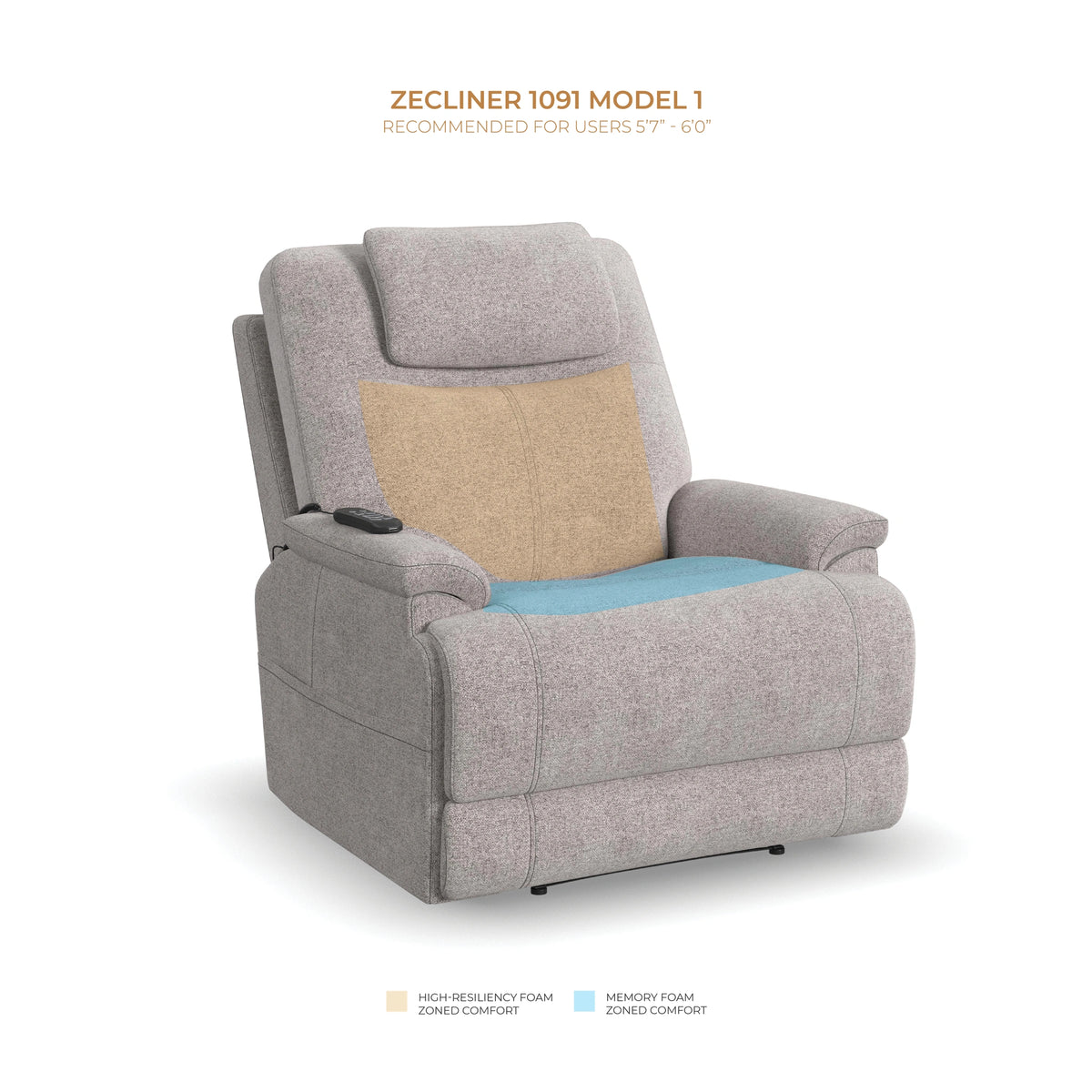 Zecliner Model 1 Latitudes Power Lift Sleep Recliner with Power Headrest & Lumbar
