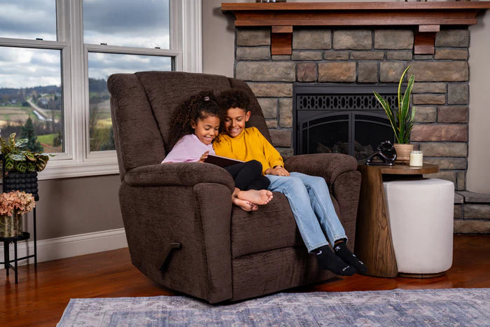 Flexsteel Perfect Match Plush Buffalo Fabric Gliding Recliner