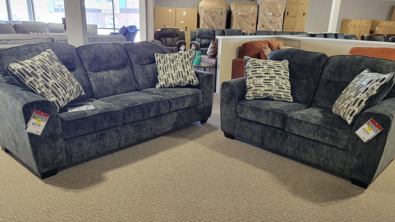 LONOKE SOFA & LOVESEAT SET (GUNMETAL)