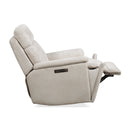 Flexsteel Perfect Match Refined Fabric Power Swivel Gliding Recliner with Power Headrest & Lumbar in Pearl