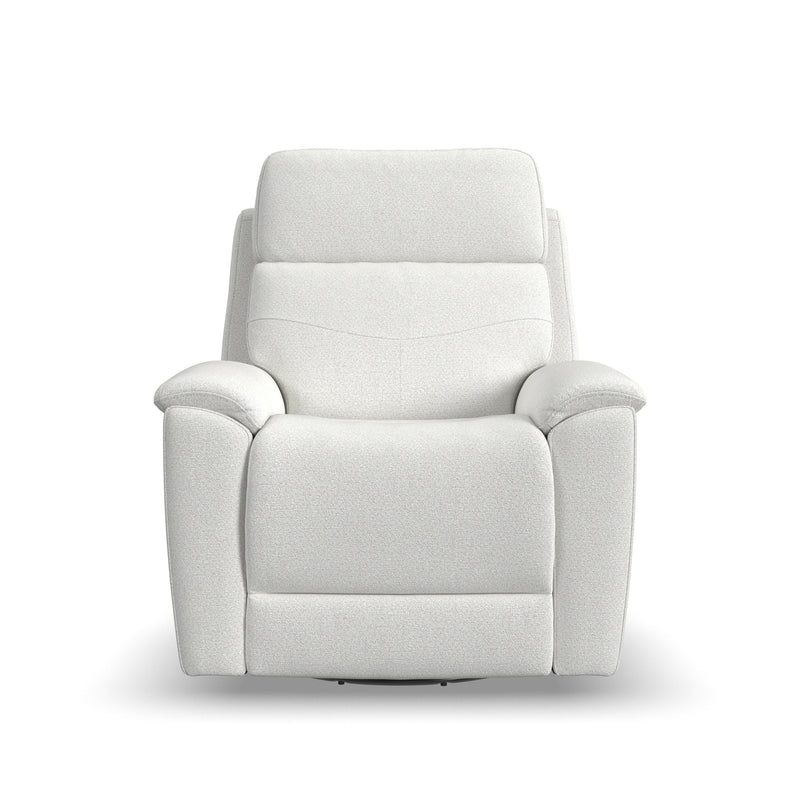 Flexsteel Perfect Match Refined Fabric Power Swivel Gliding Recliner with Power Headrest & Lumbar in Pearl