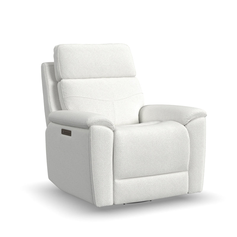 Flexsteel Perfect Match Refined Fabric Power Swivel Gliding Recliner with Power Headrest & Lumbar in Pearl