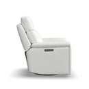 Flexsteel Perfect Match Refined Fabric Power Swivel Gliding Recliner with Power Headrest & Lumbar in Pearl