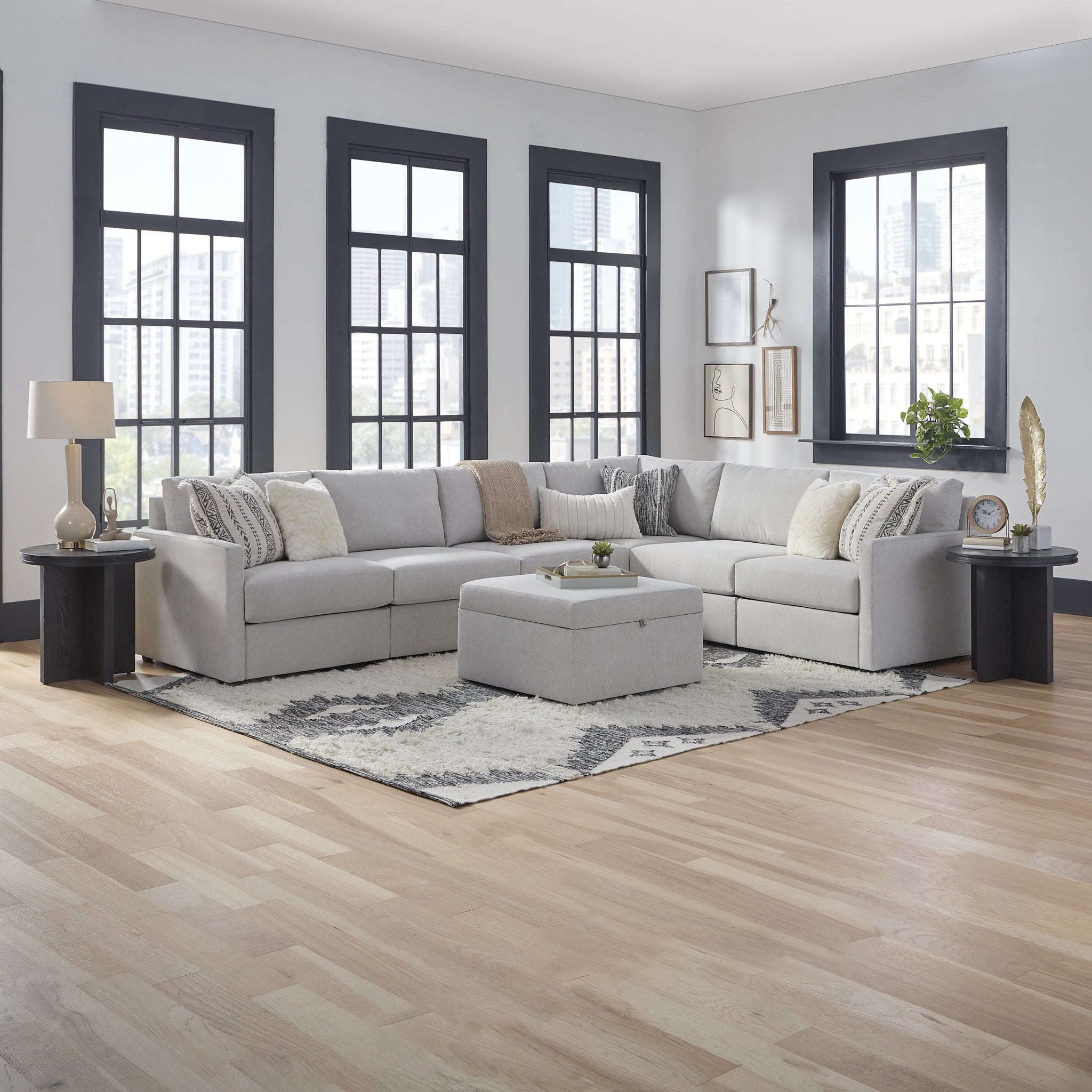 Flex 6-Seat Sectional with Narrow Arm and Storage Ottoman - 5000003377