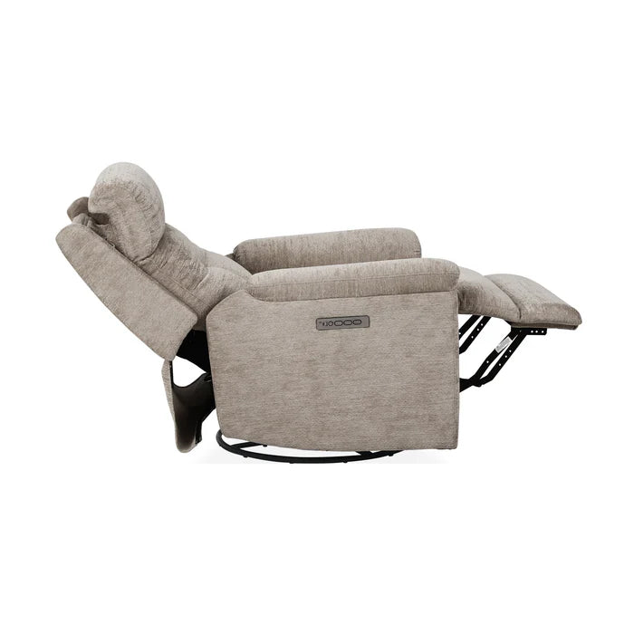 Flexsteel Perfect Match Refined Fabric Swivel Gliding Recliner in Pearl