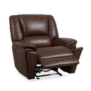 Flexsteel Perfect Match Plush Leather Power Gliding Recliner with Power Headrest & Lumbar in Tavern Brown