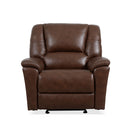 Flexsteel Perfect Match Plush Leather Power Gliding Recliner with Power Headrest & Lumbar in Tavern Brown