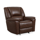 Flexsteel Perfect Match Plush Leather Power Gliding Recliner with Power Headrest & Lumbar in Tavern Brown