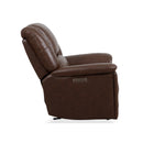 Flexsteel Perfect Match Plush Leather Power Gliding Recliner with Power Headrest & Lumbar in Tavern Brown