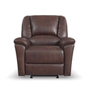 Flexsteel Perfect Match Plush Leather Tavern Brown Glider Recliner