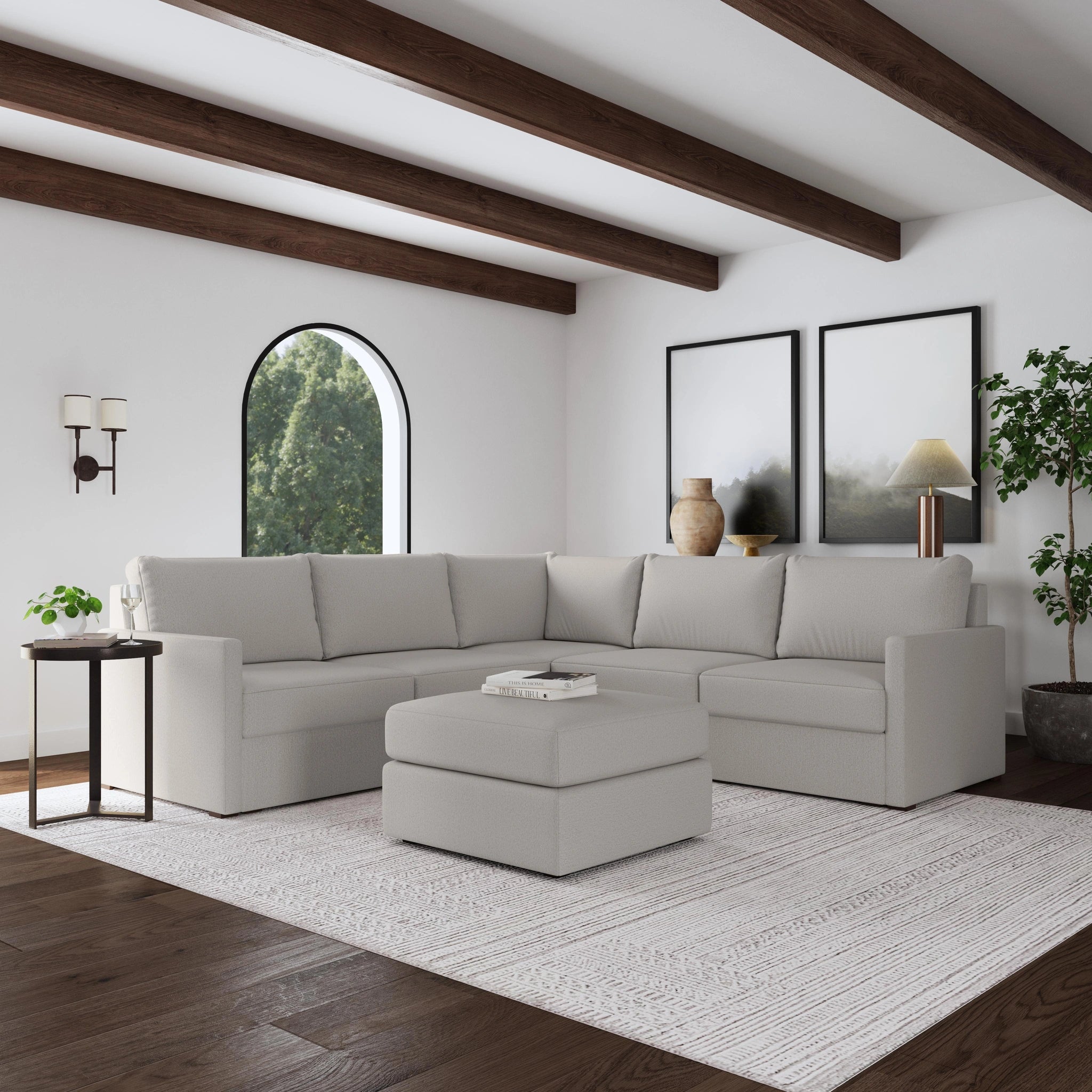 Flex 5-Seat Sectional with Narrow Arm and Ottoman