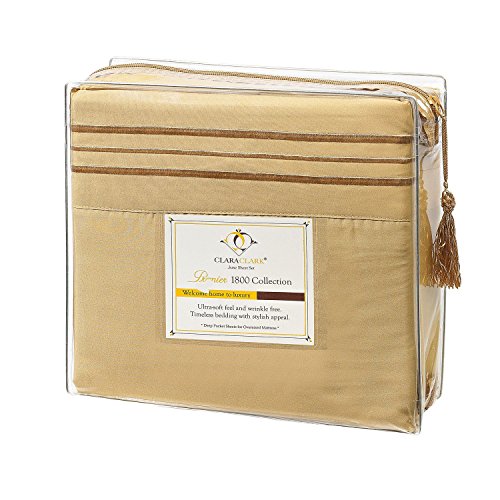 Clara Clark Bed Sheets Set, 1800 Series Deep Pocket Soft Microfiber Sheet Set (Taupe Sand)