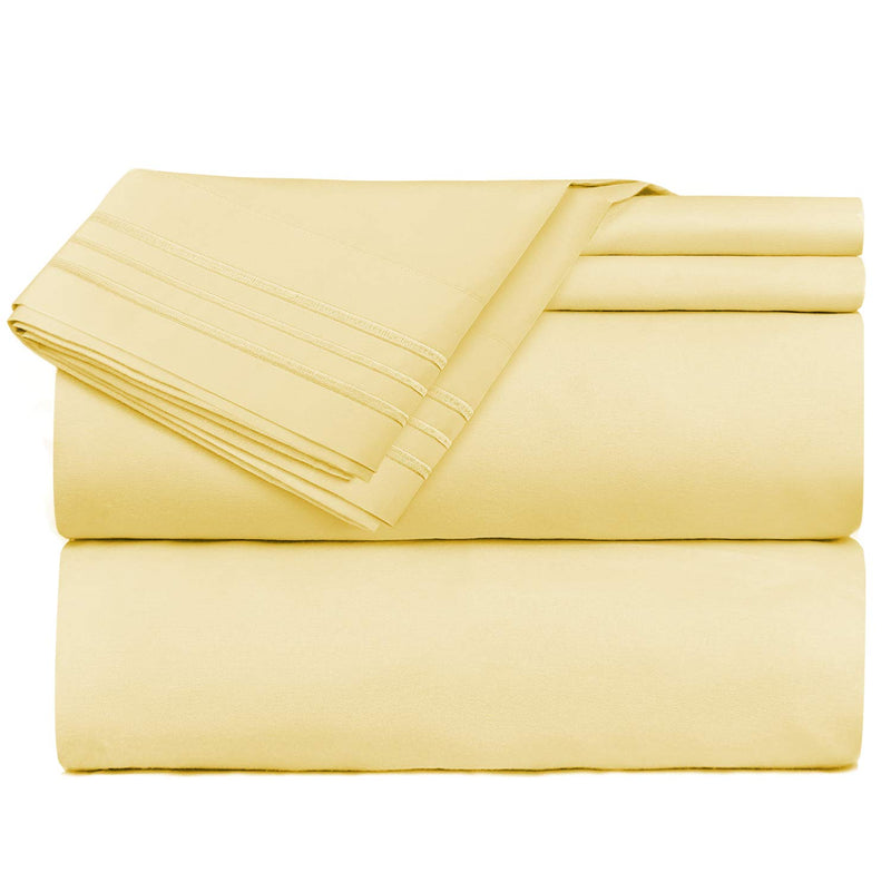 Clara Clark Bed Sheets Set, 1800 Series Deep Pocket Soft Microfiber Sheet Set (Mellow Yellow)
