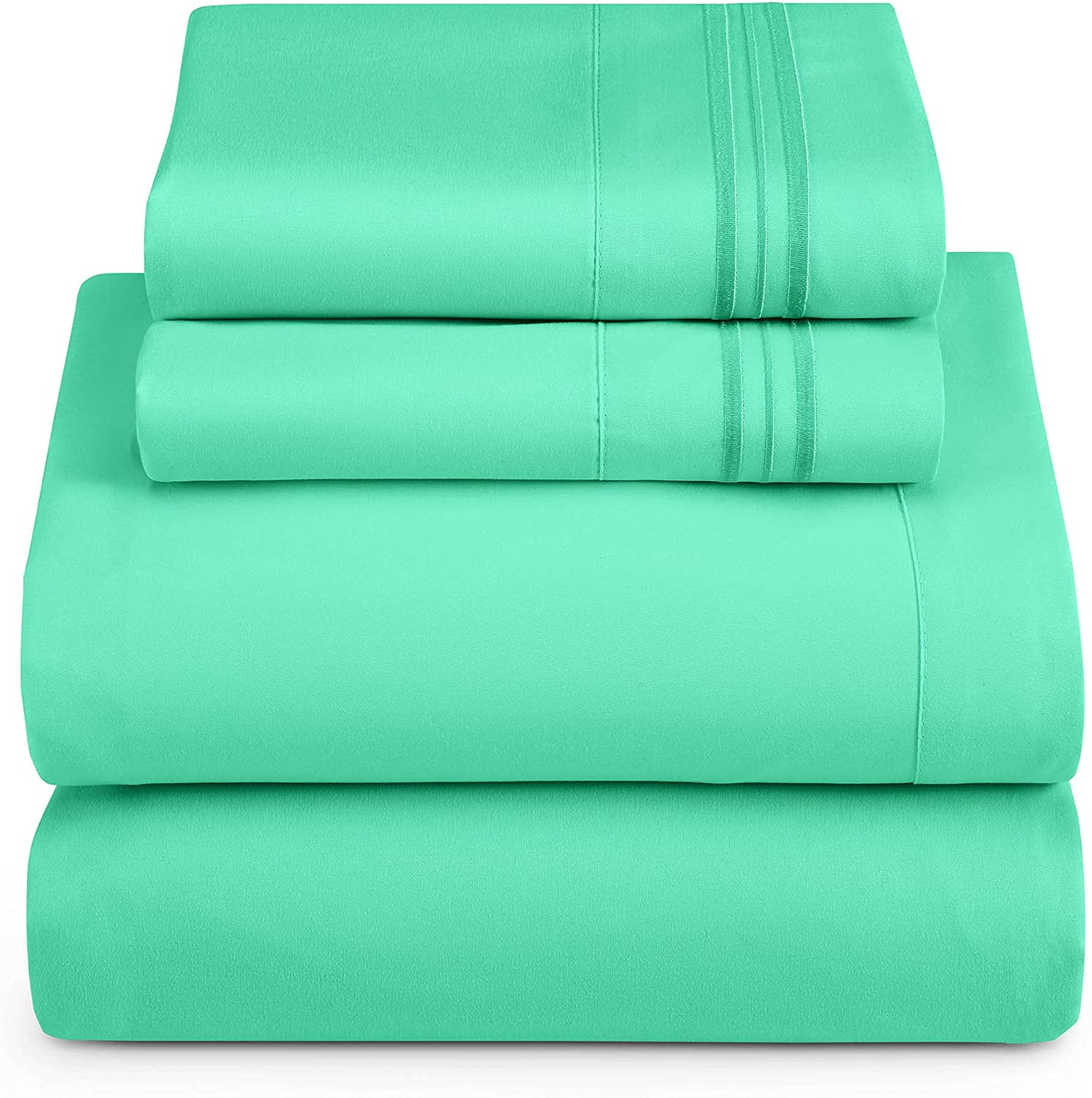 Clara Clark Bed Sheets Set, 1800 Series Deep Pocket Soft Microfiber Sheet Set (Mint Green)
