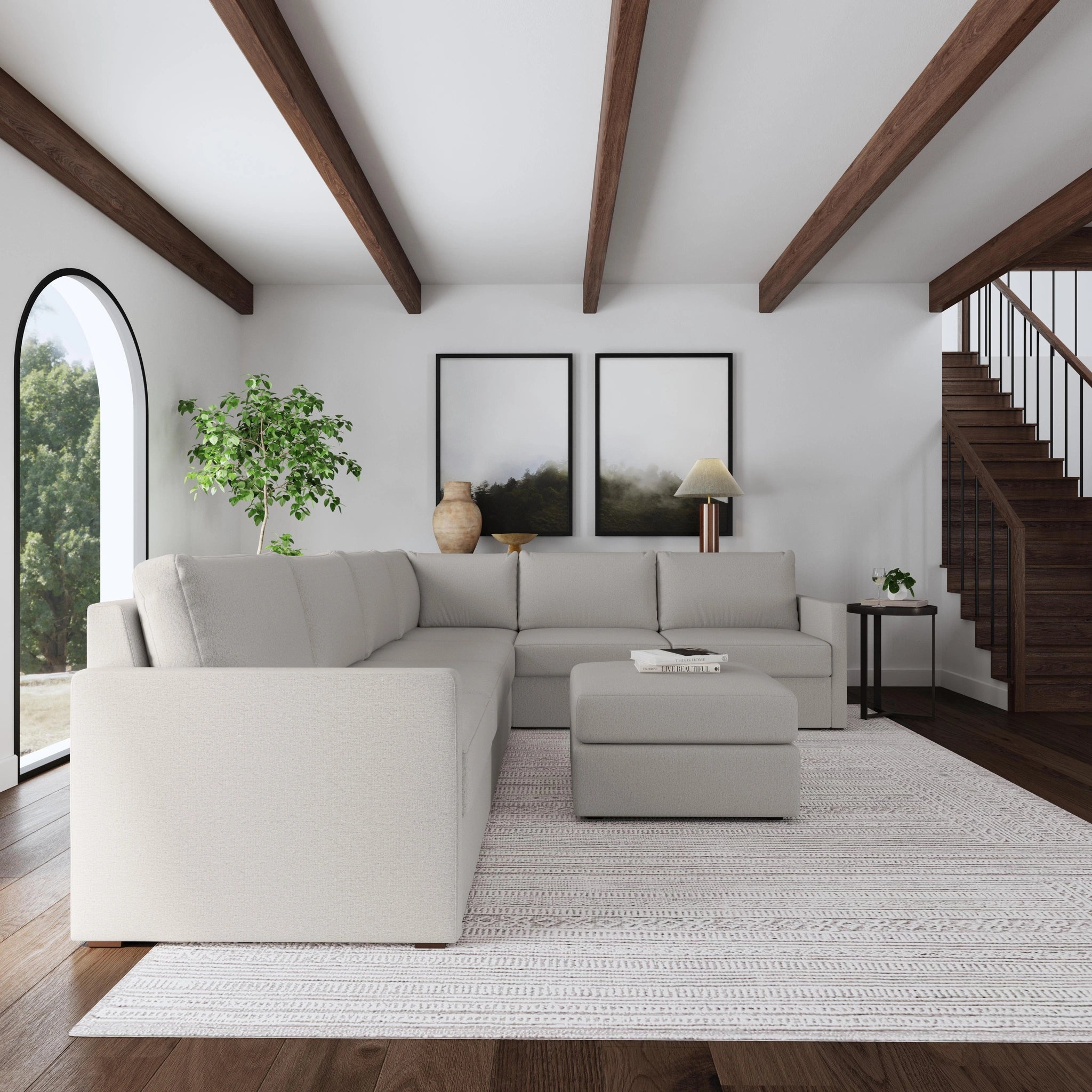 Flex 6-Seat Sectional with Narrow Arm and Ottoman