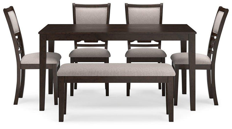 Langwest Dining Table and 4 Chairs and Bench (Set of 6)