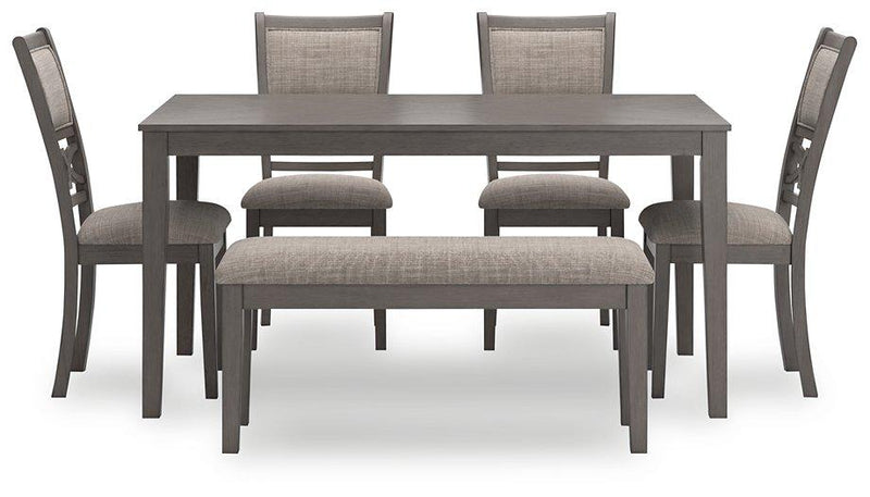 Wrenning Dining Table and 4 Chairs and Bench (Set of 6)