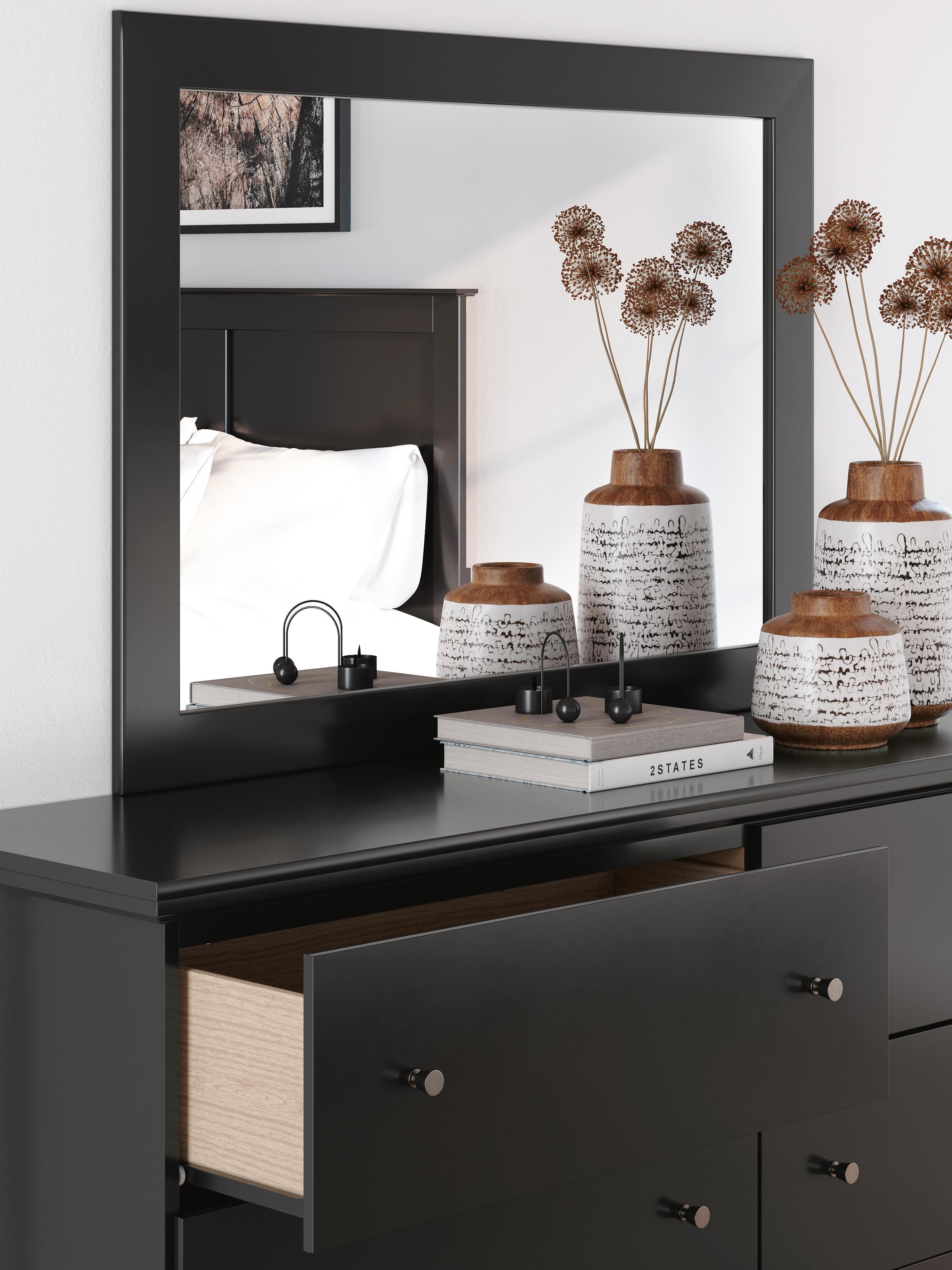 black dresser with a mirror Marceline 6-drawer Dresser with Mirror Black