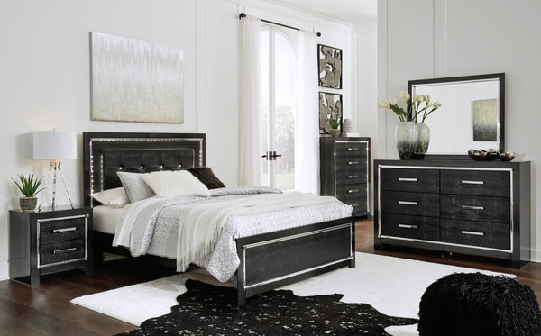 Kaydell queen bed frame, nightstand, dresser & mirror set