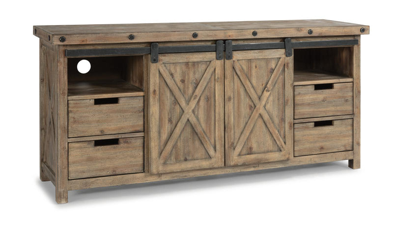 Flexsteel Carpenter Entertainment Base in Rustic Gray
