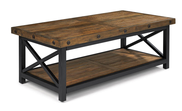 Flexsteel Carpenter Rectangular Coffee Table in Rustic Brown