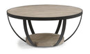 Flexsteel Compass Round Cocktail Table in Gray/Black