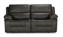 Flexsteel Latitudes Apollo Leather Power Reclining Sofa w/Power Headrests in Black