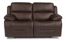 Flexsteel Latitudes Apollo Leather Power Reclining Loveseat w/Power Headrests in Brown