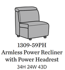Flexsteel Latitudes Astra Leather Armless Power Recliner w/Power Headrest