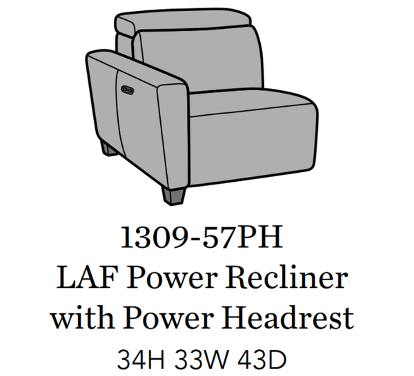 Flexsteel Latitudes Astra Leather LAF Power Recliner w/Power Headrest