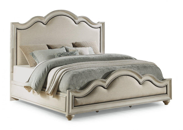 Flexsteel Wynwood Harmony Queen Upholstered Panel Bed in White Wood