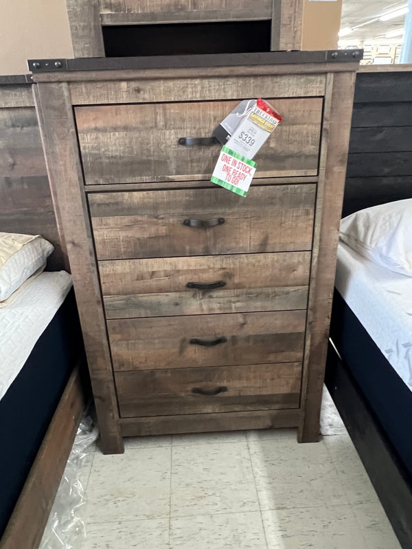 TRINELL BROWN FIVE DRAWER CHEST