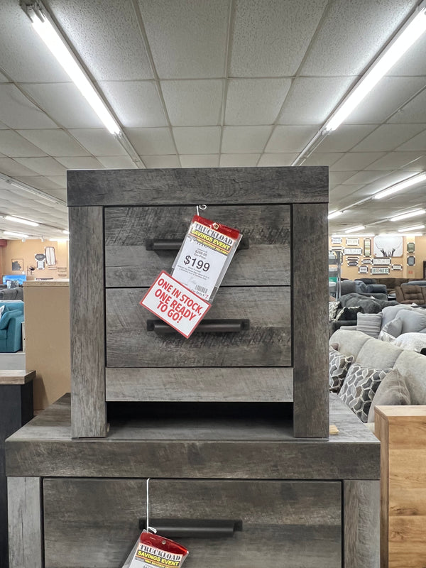 WYNNLOW GRAY TWO DRAWER NIGHTSTAND