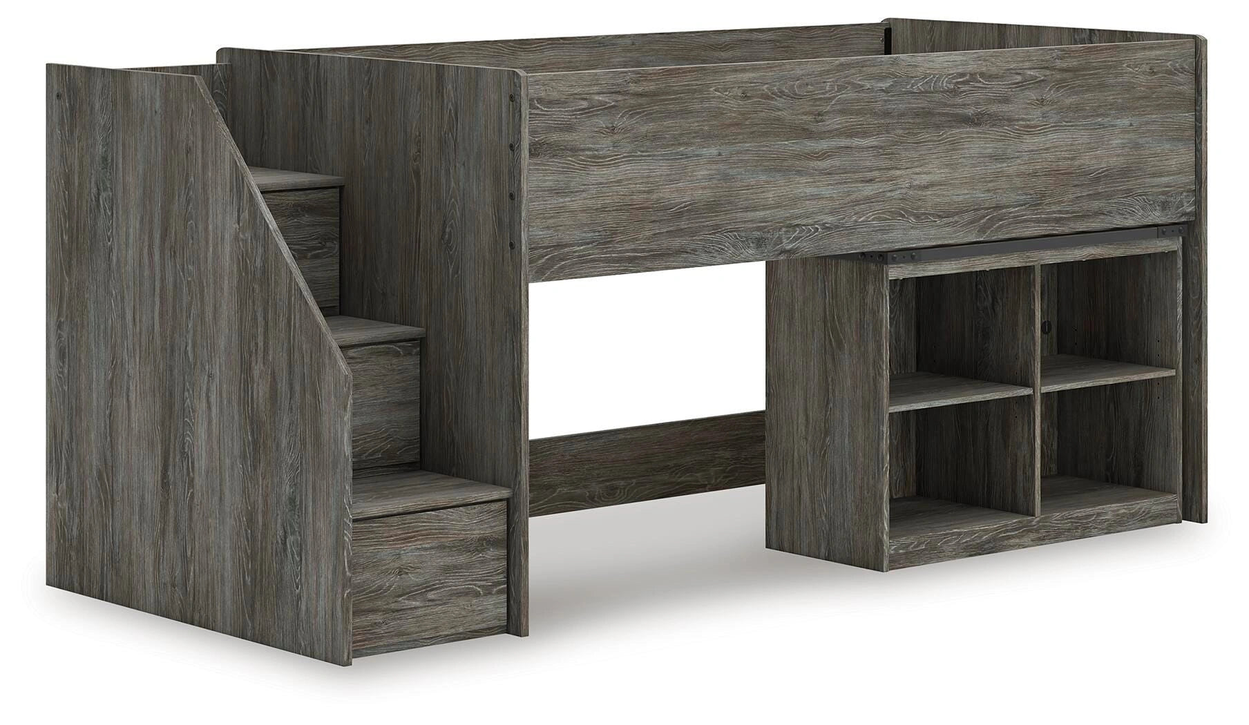 Frandern Loft Bed with Bookcase Storage