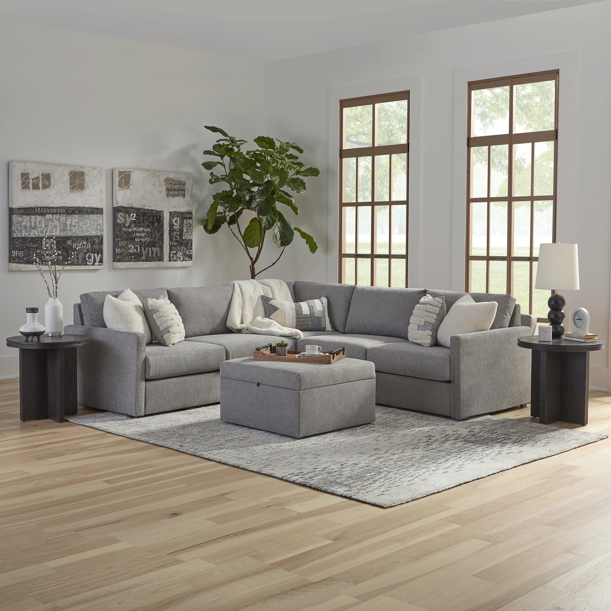 Flex 5-Seat Sectional with Narrow Arm and Storage Ottoman - 5000003374