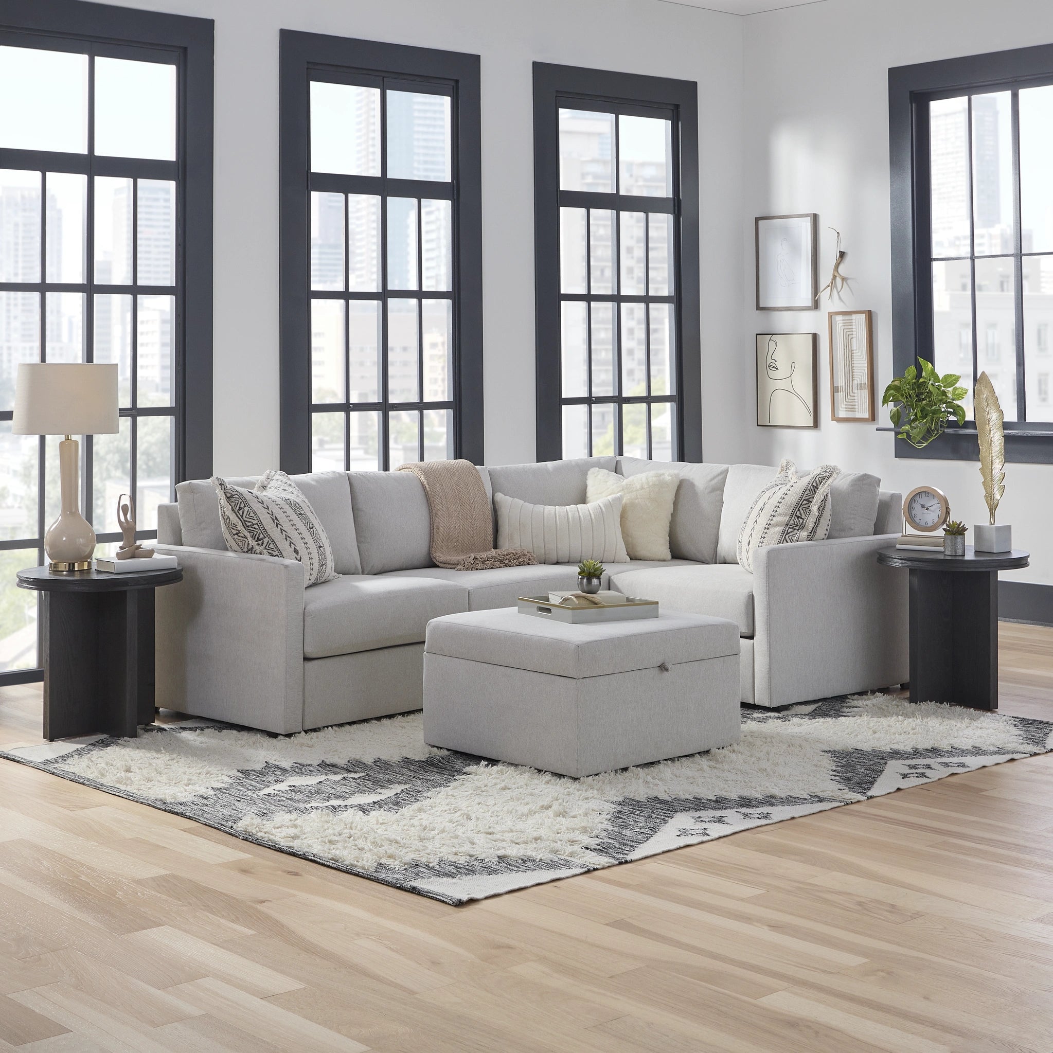 Flex 4-Seat Sectional with Narrow Arm and Storage Ottoman - 5000003391